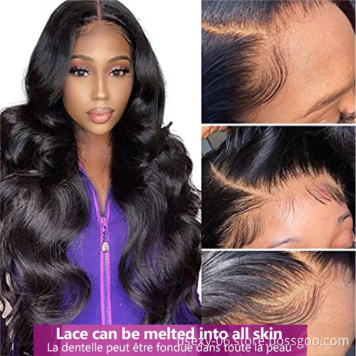200 density hd lace wig 13x6 pre plucked bleached knots human hair bodywave wig natural 40 inch wig human hair lace front